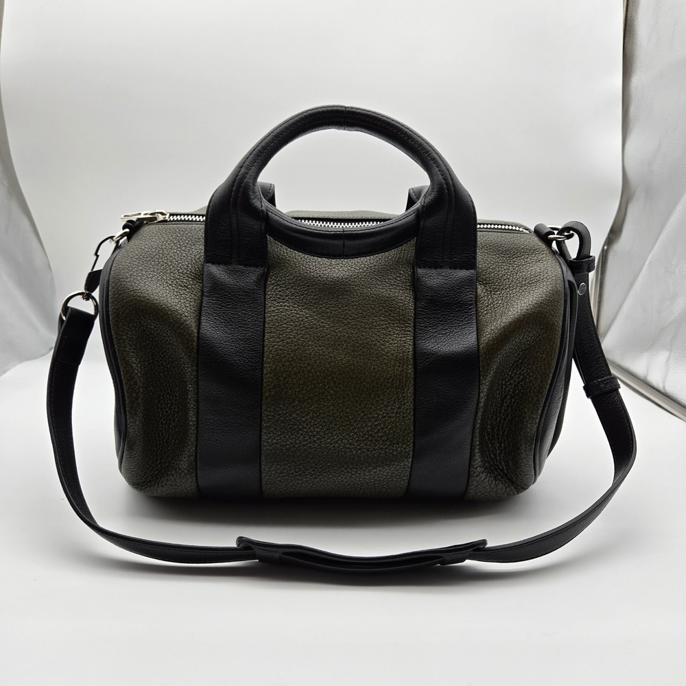 Alexander Wang Womens Green Rockie Studded Leather Satchel Bag Small